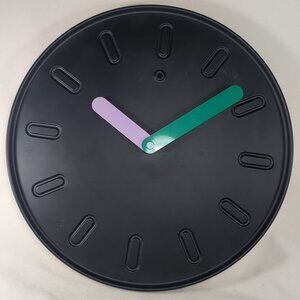 IKEA Slipsten Wall Clock Black Purple Green Pop Art Minimalist 13 3/4" Modern